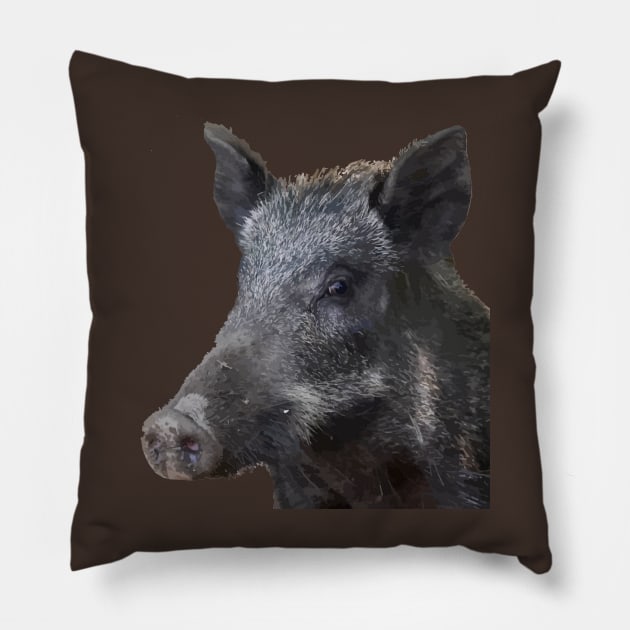 Wild Boar Vector Zodiac Animal Cut Out Pillow by taiche