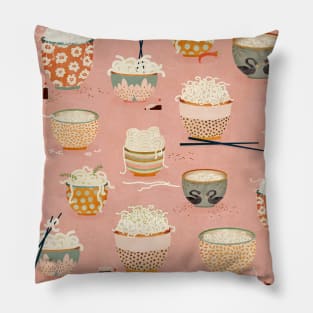 Oodles of noodles pink Pillow