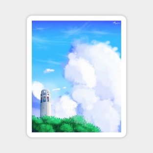 SF Coit Tower Scenery - Calming Anime Background Scene Magnet