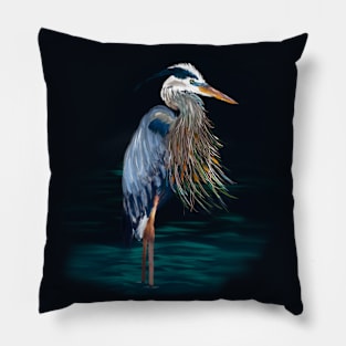 Great Blue Heron + cattails Pillow