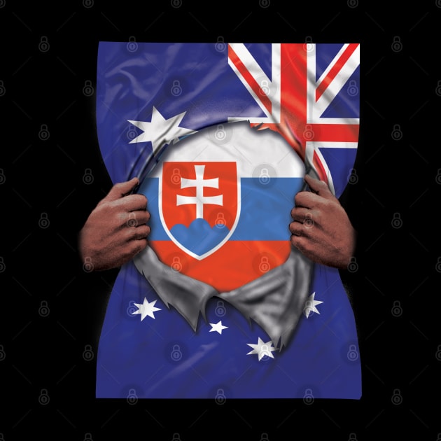 Slovakia Flag Australian Flag Ripped Open - Gift for Slovakian From Slovakia by Country Flags