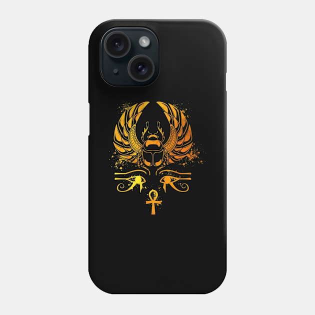 Chepre beetle with glyphs - Egyptian scarab Phone Case by Modern Medieval Design