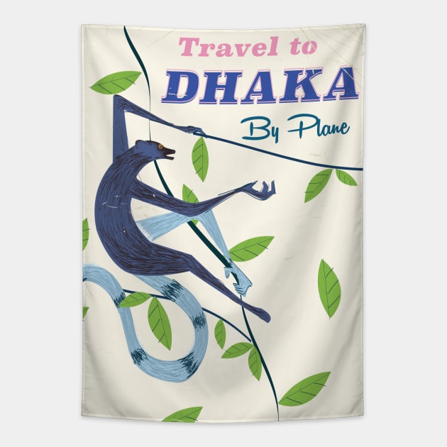 Dhaka, Bangladesh monkey vintage flight poster. Tapestry by nickemporium1