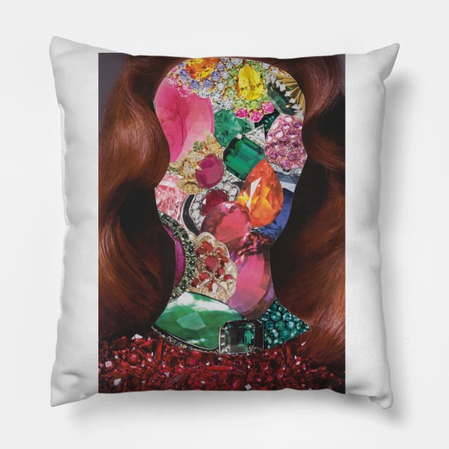 Gems Girl Silhouette Pillow by Luca Mainini