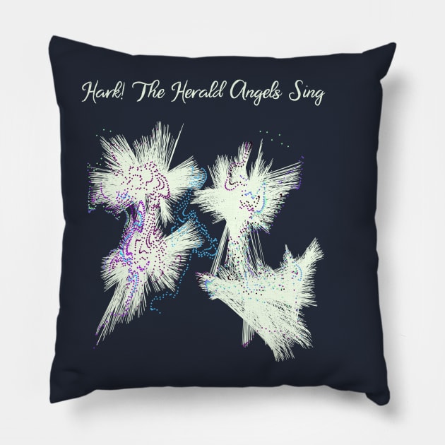 Hark! The Herald Angels Sing Christmas Abstract Pillow by donovanh