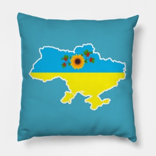 Ukraine map with flower at capital Pillow