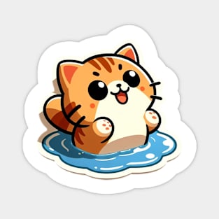 kitty in a puddle Magnet