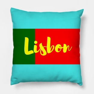 Lisbon City in Portuguese Flag Colors Pillow