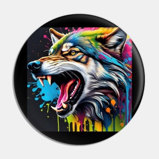 Colorful Wolf Pin