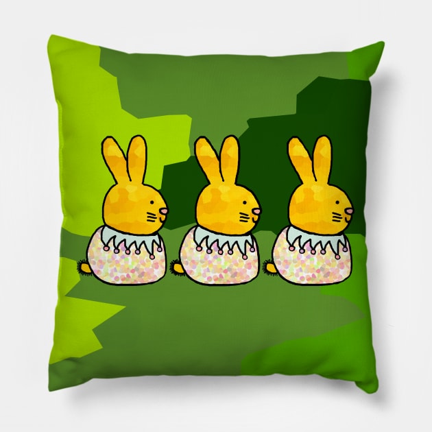 Cute Spring Rabbits Pillow by ellenhenryart