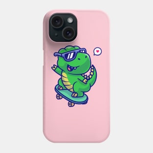 Cute Dino Playing Skateboard Cartoon Phone Case