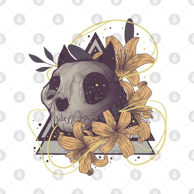 Cat floral skull by Jess Adams