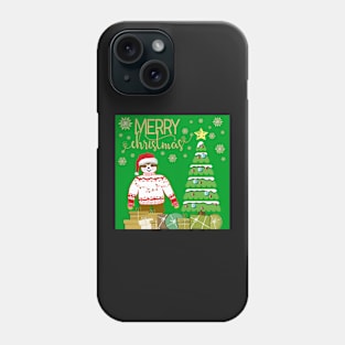 Cute Little Christmas Sloth wearing an ugly Christmas Sweater and Hat Phone Case