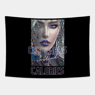 Cut Carbs instead of Calories (woman blue lips) Tapestry