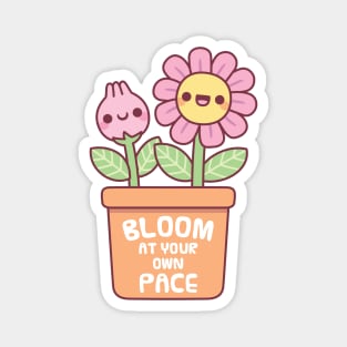 Cute Flower And Bud Bloom At Your Own Pace Magnet