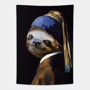 The Sloth with a Pearl Earring - Print / Home Decor / Wall Art / Poster / Gift / Birthday / Sloth Lover Gift / Animal print Canvas Print Tapestry