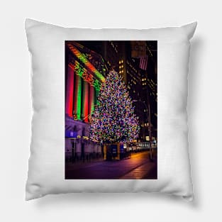 Wall St Tree at Night Pillow