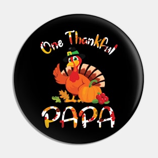 Turkey Pilgrim Pumpkin Fruits Thanksgiving One Thankful Papa Pin