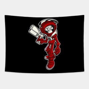 Red Skeleton Astronaut Tapestry