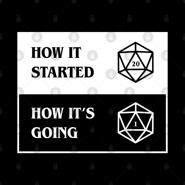 How It Started and How It's Going Funny D20 Dice Status by pixeptional