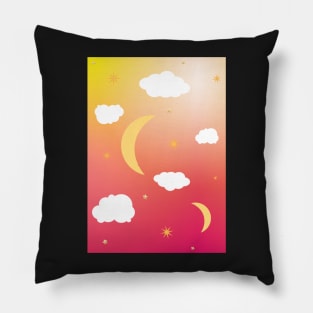 Ombre moon and cloud print Pillow