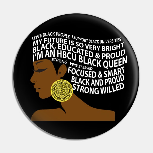 HBCU Black Queen Hair Art Pin by blackartmattersshop