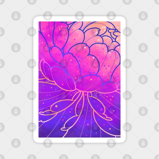 big purple peony flower pattern Magnet by weilertsen