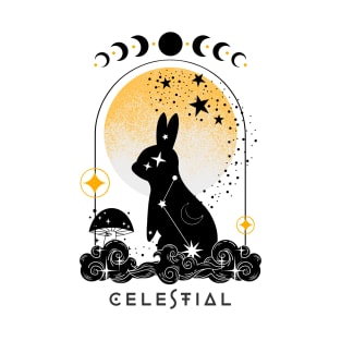 Celestial animal rabbit with magic mushroom T-Shirt