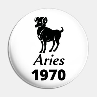 Black Aries Zodiac 1970 Pin