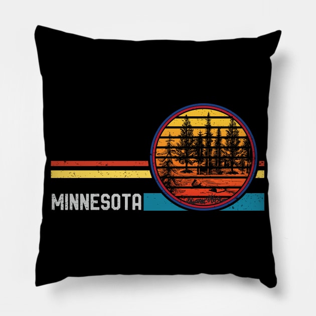 Retro Vintage Minnesota Mn 80s Forest Lake Mountain Sunset Pillow by mrsmitful01