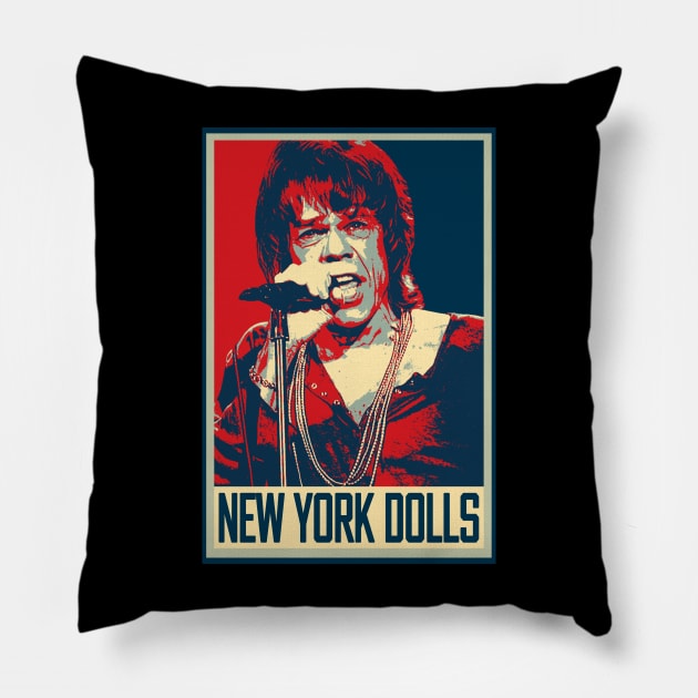 New York Dolls Glam Rock Pioneers Pillow by ElenaBerryDesigns