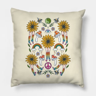 Hippie Flower People Pillow