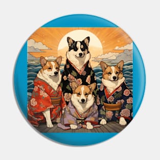 Corgis in Kimonos Pin