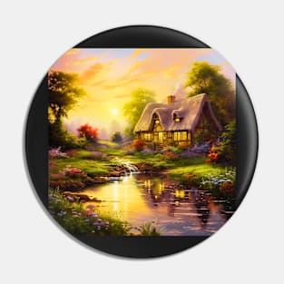 Peaceful Cottage - Country Style Art Series by Nick Panek Pin