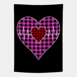 Women’s Striped Plaid Printed Heart Valentine's Day Tapestry