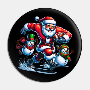 Christmas Football Santa Playing Football Pin