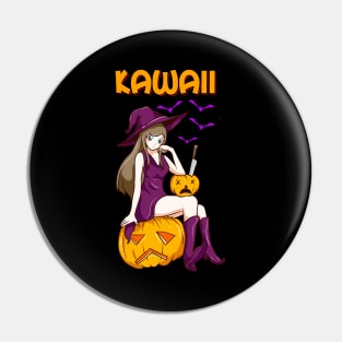 Kawaii Girl Halloween Anime Witch Waifu Pin