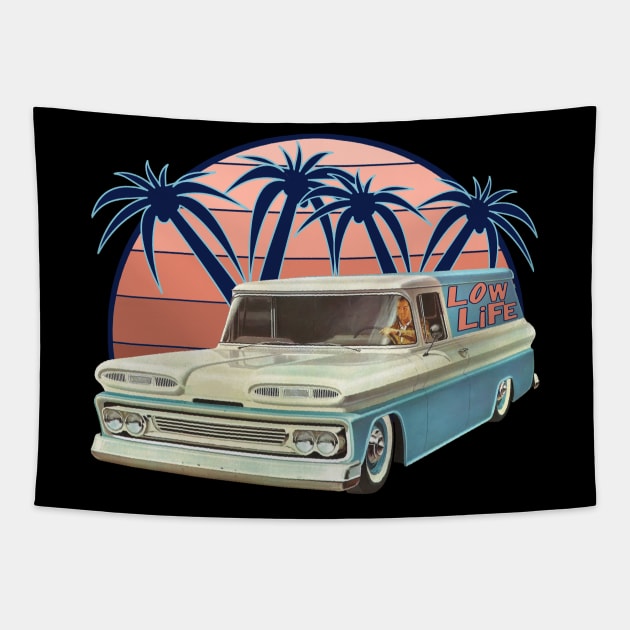 Low Life 1960 Panel Delivery Cargo Lowered Slammed Panel Truck Tapestry by CharJens