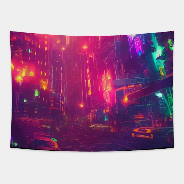 Japan Neon City Lights Tapestry by jodotodesign