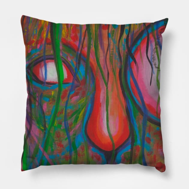 Help Abstract woman creature portrait Pillow by deadblackpony