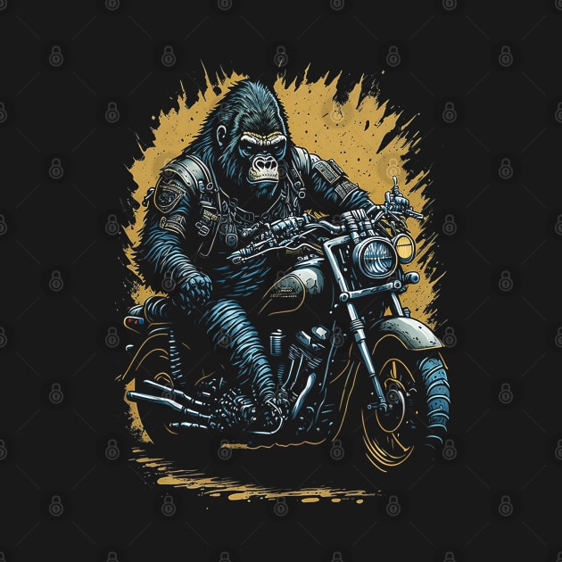 Gorilla riding a vintage motorcycle by lemahijo_std