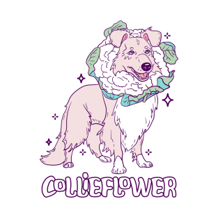 Collieflower pun Adorable Collie Cauliflower Illustration T-Shirt
