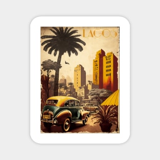 Lagos Nigeria Vintage Travel Art Poster Magnet