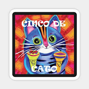 Cinco De Cato, Blue Cat Playing Maracas Music Magnet