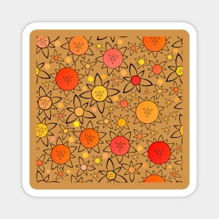 Flower Suns Warm on Taupe Magnet