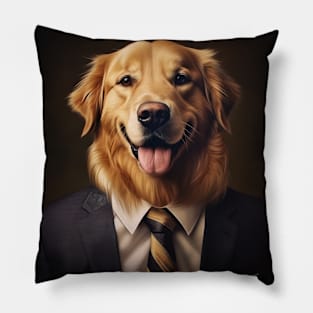 Golden Retriever Dog in Suit Pillow