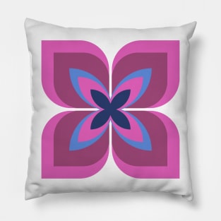 Modern Bold Stylized Flower in bold and vibrant hot pink, magenta and cobalt blue Pillow