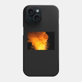 Realistic fiery explosion, orange color with sparks on a black background Phone Case