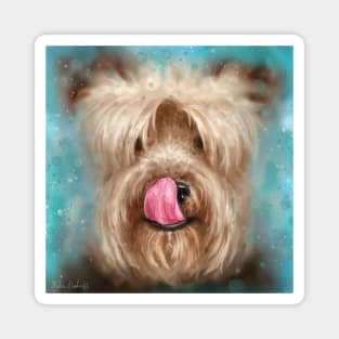 Painting of an Adorable Yorkshire Terrier with its Tongue out Magnet