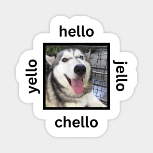 Cute Husky Dog Minimalist Hello Chello Magnet